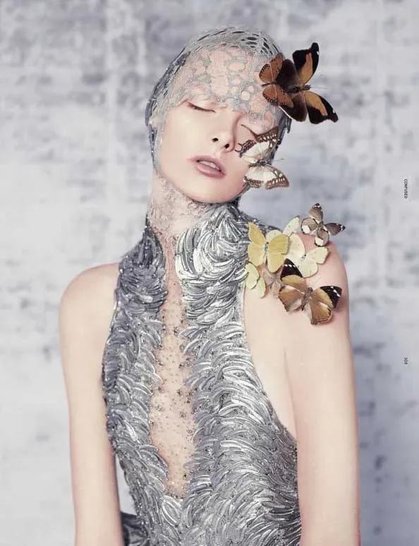 haute couture silver butterfly